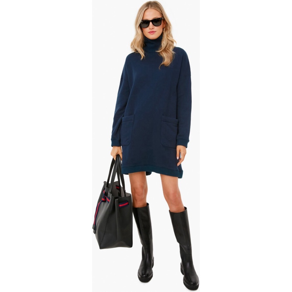 Tuckernuck Pomander Place Navy Blue Porter Mock Sweatshirt Pocket Dress Size XS